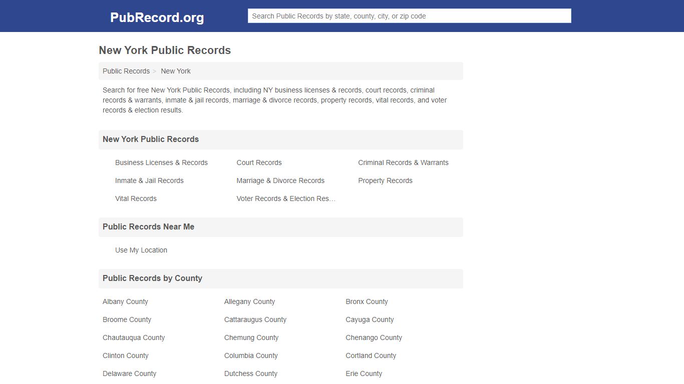 Free New York Public Records - PubRecord.org